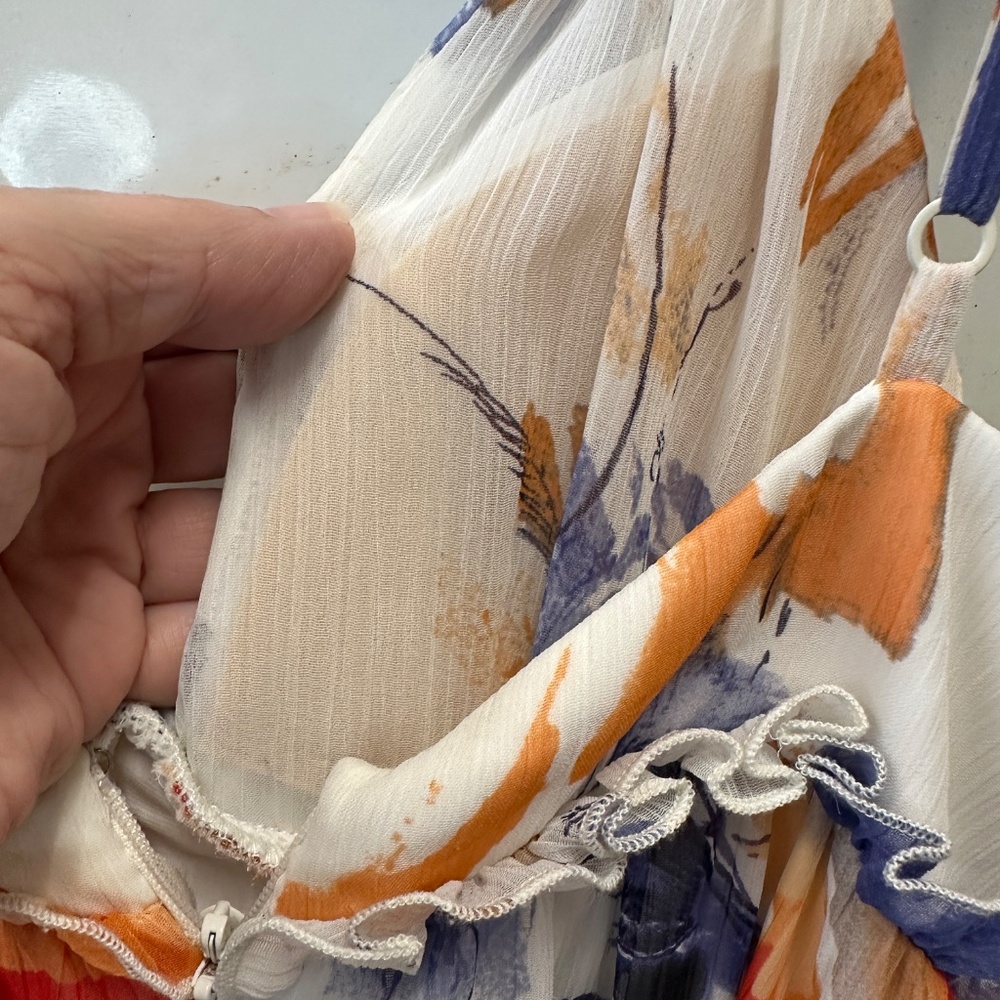 BCBGeneration Floral Maxi Summer Dress Size 2 White Orange - Picture 4 of 15